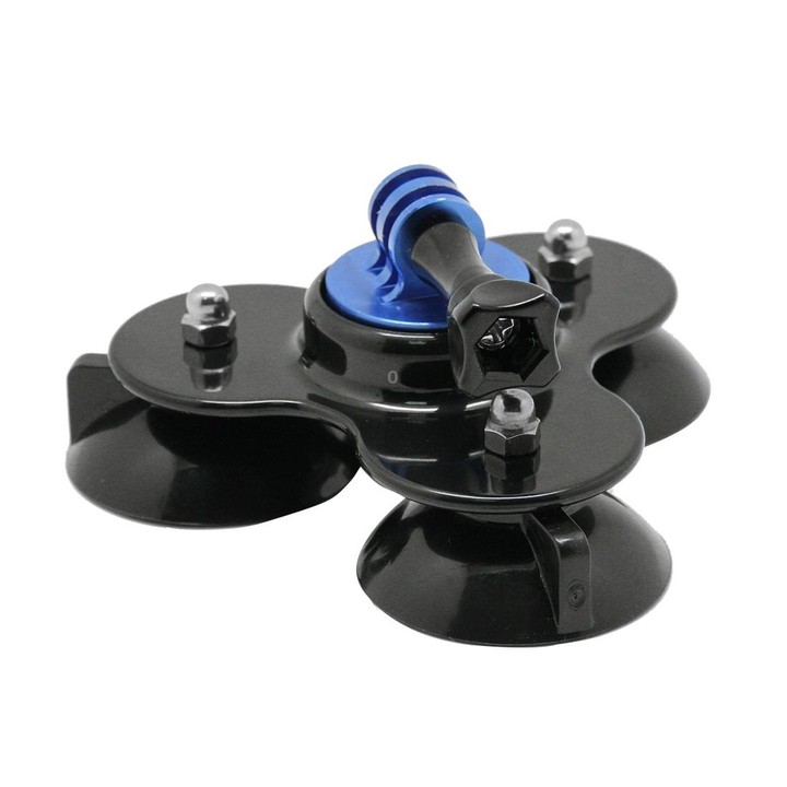 Triangle Direction Suction Cup Mount with Tripod Mount + Handle Screw for GoPro, Insta360, DJI and Other Action Cameras(Dark Blu