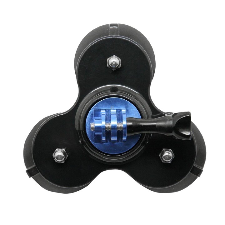 Triangle Direction Suction Cup Mount with Tripod Mount + Handle Screw for GoPro, Insta360, DJI and Other Action Cameras(Dark Blu