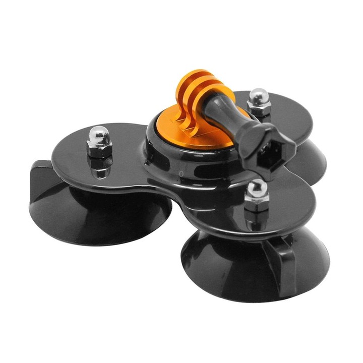 Triangle Direction Suction Cup Mount with Tripod Mount + Handle Screw for GoPro, Insta360, DJI and Other Action Cameras(Gold)
