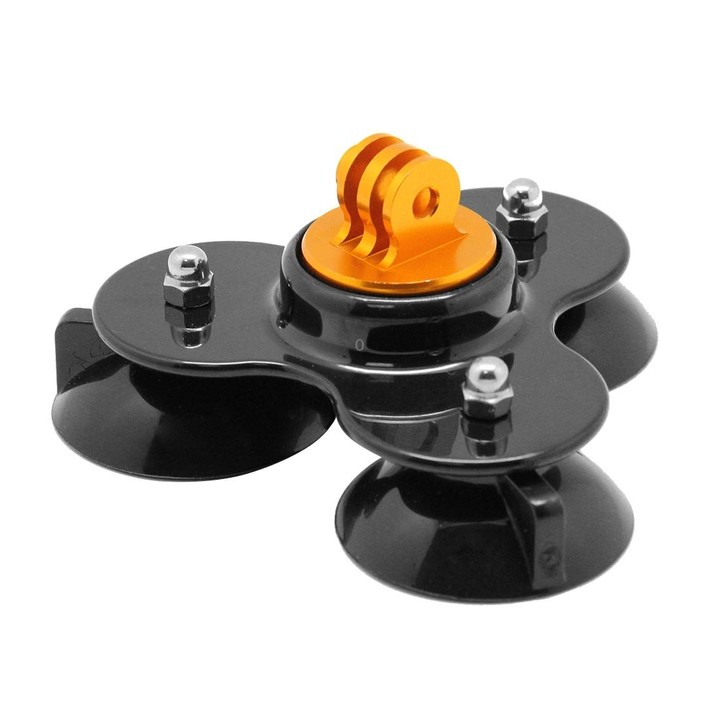 Triangle Direction Suction Cup Mount with Tripod Mount + Handle Screw for GoPro, Insta360, DJI and Other Action Cameras(Gold)