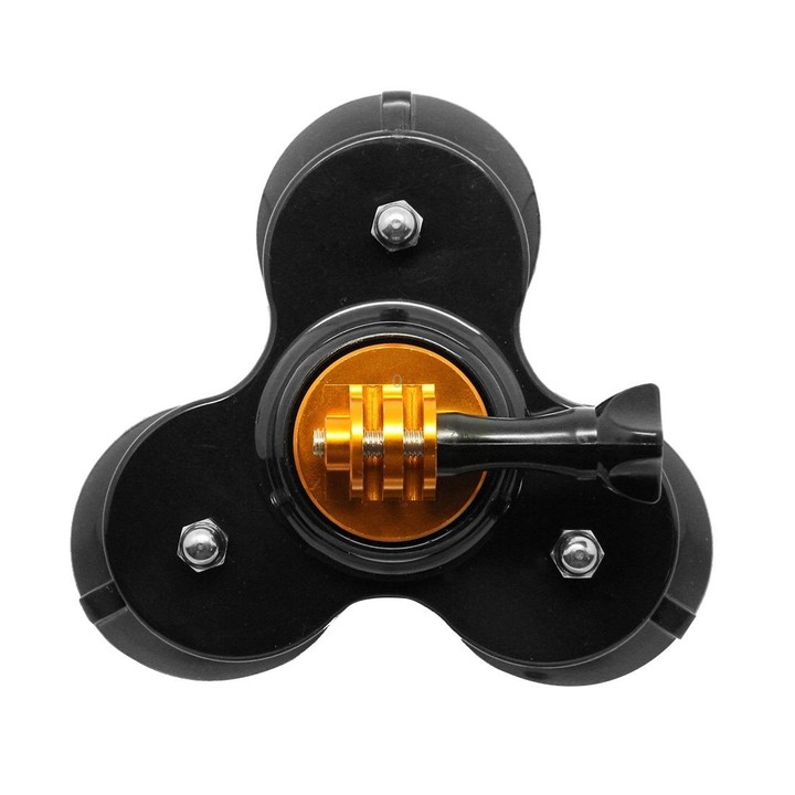 Triangle Direction Suction Cup Mount with Tripod Mount + Handle Screw for GoPro, Insta360, DJI and Other Action Cameras(Gold)