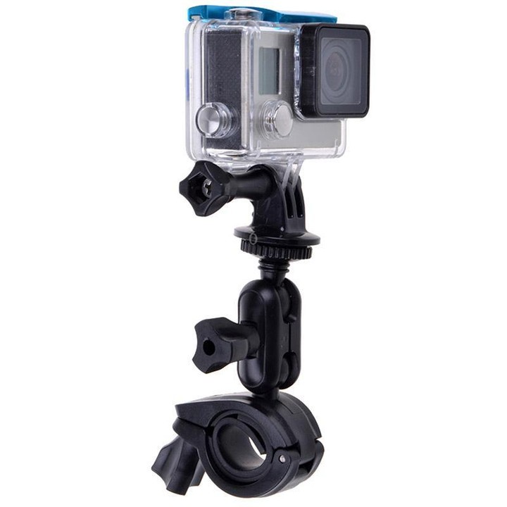 360 Degrees Rotation Bicycle Motorcycle Holder Handlebar Mount with Screw & Tripod Adapter for PULUZ Action Sports Cameras Jaws