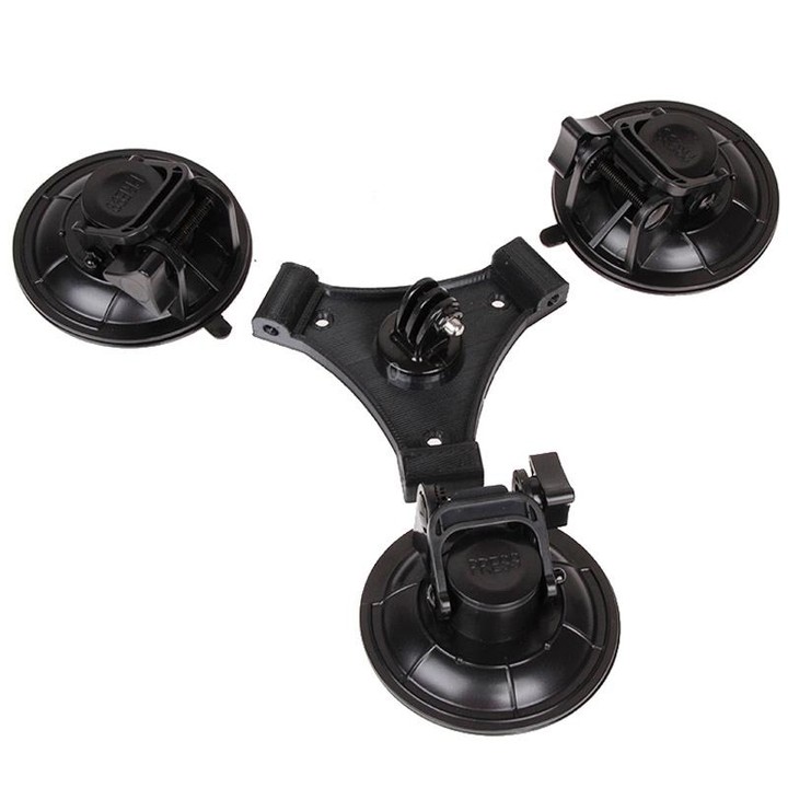 XM70-B Triangle Direction Suction Cup Mount with Hexagonal Screwdriver for GoPro, Insta360, DJI and Other Action Cameras(Black)