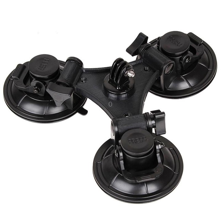 XM70-B Triangle Direction Suction Cup Mount with Hexagonal Screwdriver for GoPro, Insta360, DJI and Other Action Cameras(Black)
