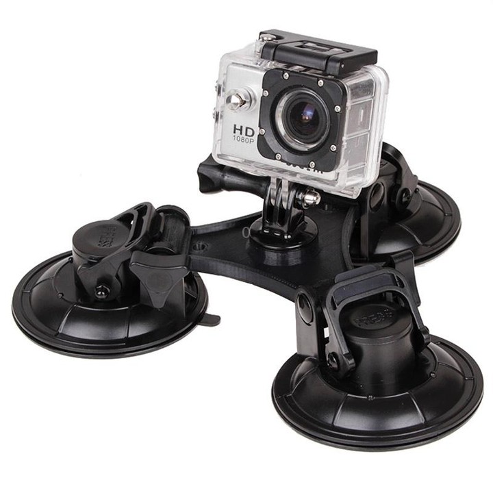 XM70-B Triangle Direction Suction Cup Mount with Hexagonal Screwdriver for GoPro, Insta360, DJI and Other Action Cameras(Black)