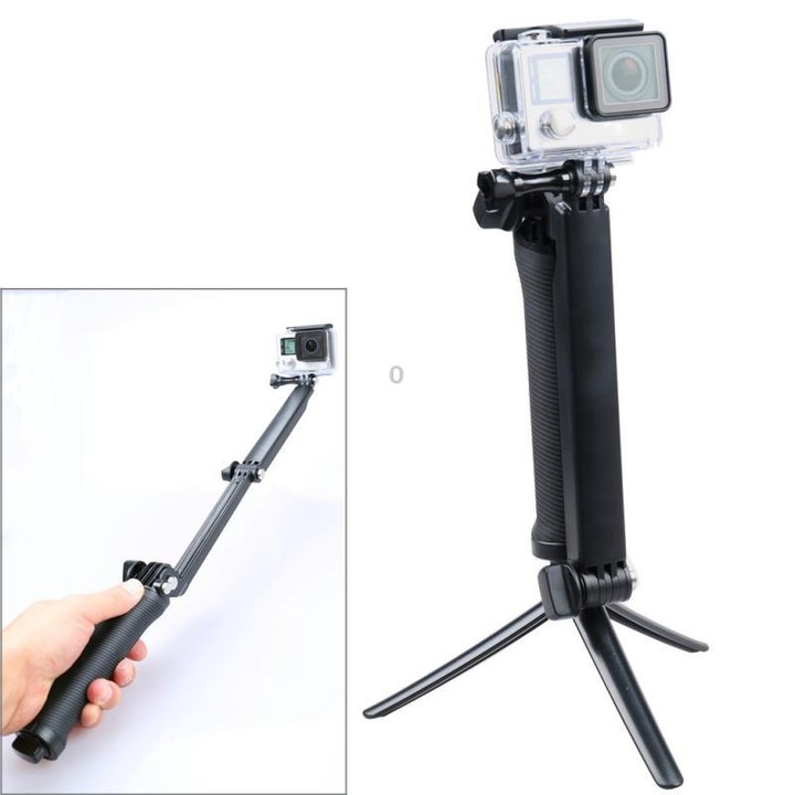 3-Way Multi Function Extendable Monopod Tripod Folding Rotating Arm Camera Handle for DJI, Insta360, GoPro and Other Action Came