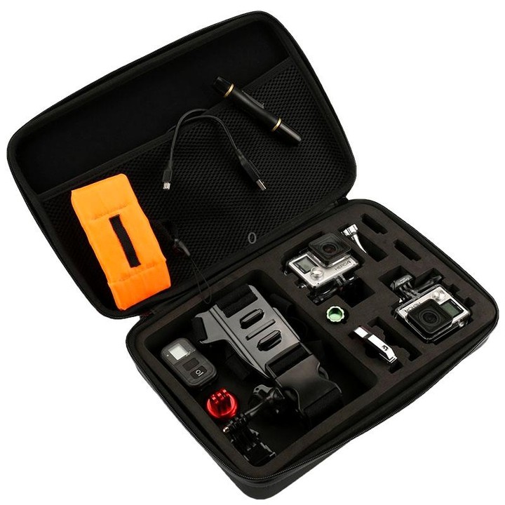 Shockproof Waterproof Portable Travel Case for GoPro, Insta360, DJI and Other Action Cameras Accessories, Size: 32cm x 22cm x 7c