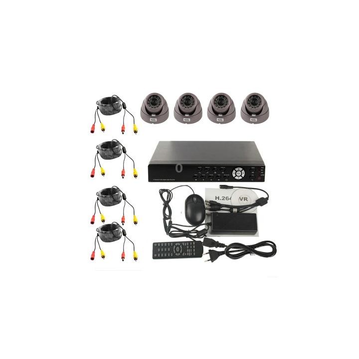 4-CH Embedded Digital Video Recorder Kit (1 / 3 Sony CCD, 420TVL, 24 x IR LED, 6mm Lens, IR Distance: 25m, H.264 (8204EV+622A)
