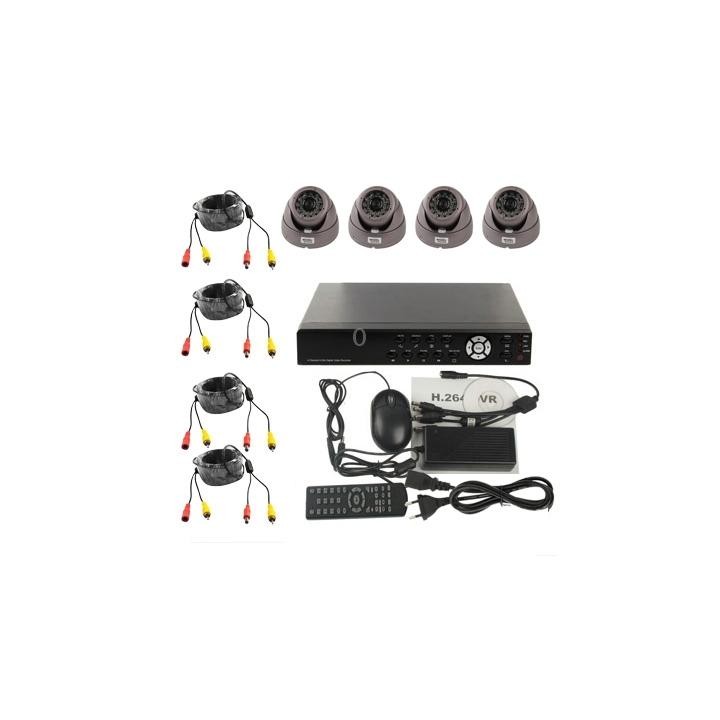 4-CH Embedded Digital Video Recorder Kit (1 / 3 Sharp CCD, 420TVL, 24 x IR LED, 6mm Lens, IR Distance: 25m, H.264 (8204EV+622A)