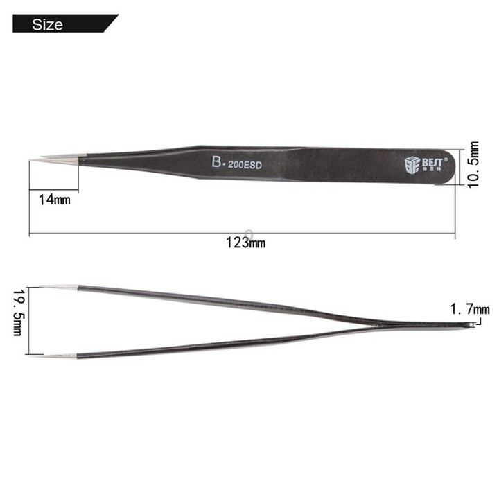 BEST BST-200ESD 202 Stainless Steel Anti-static Tip Tweezers