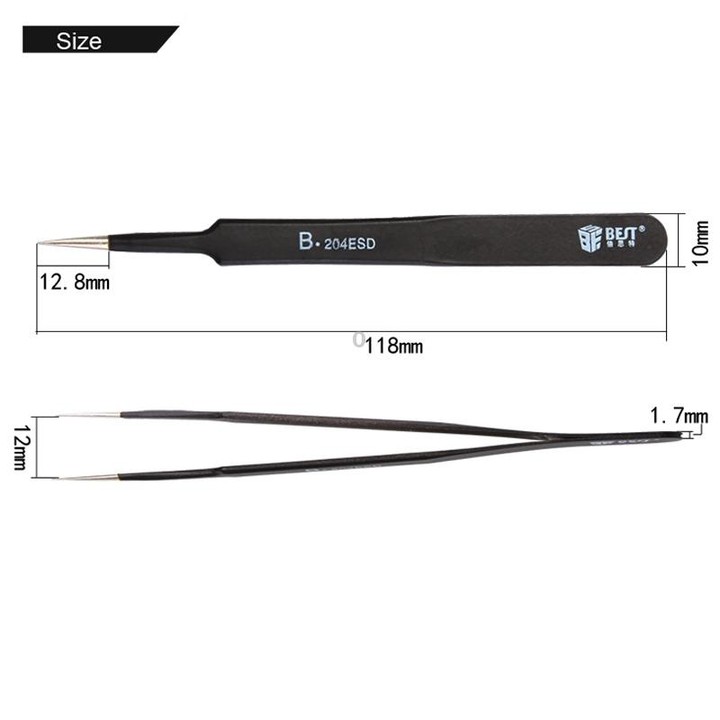 BEST BST-204ESD 202 Stainless Steel Anti-static Tip Tweezers