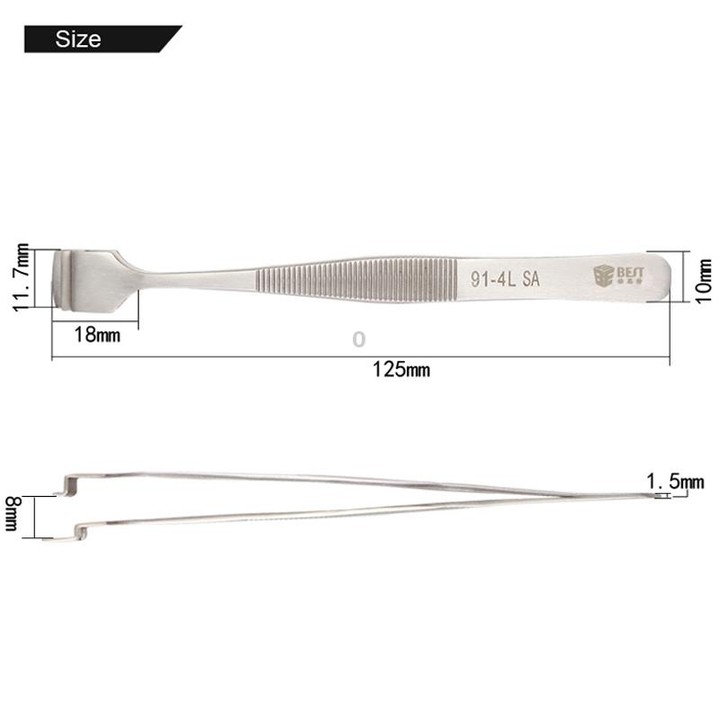 BEST BST-91-4L SA Professional Stainless Steel Wafer Tweezers for Silicon Wafer