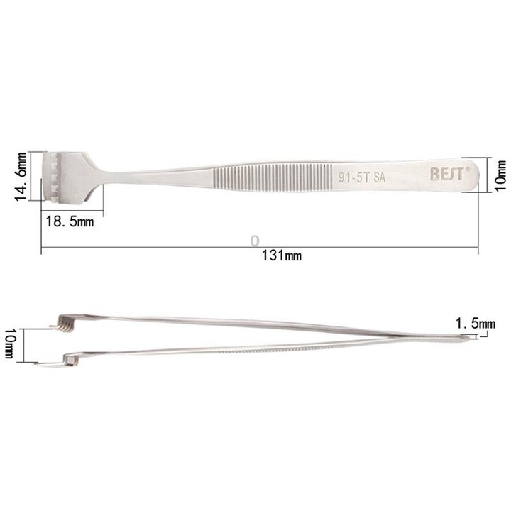 BEST BST-91-5T SA Professional Stainless Steel Wafer Tweezers for Silicon Wafer