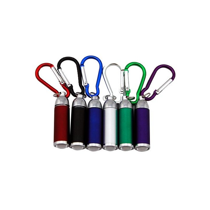 Mini LED Variable Focus Flashlight Torch, with Carabiner Keychain Buckle (Random Color Delivery)