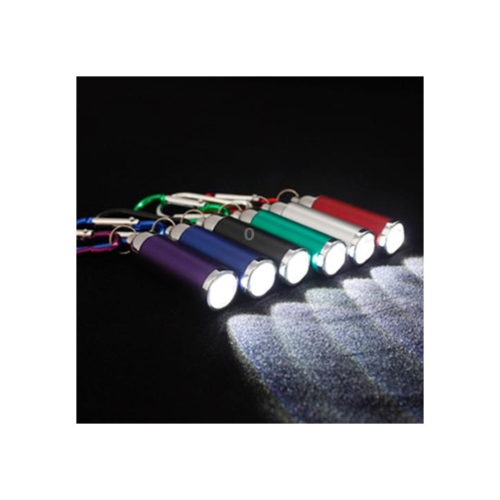 Mini LED Variable Focus Flashlight Torch, with Carabiner Keychain Buckle (Random Color Delivery)