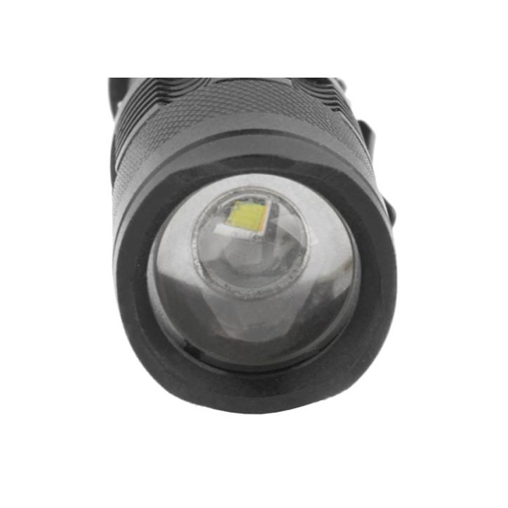 SK68 180lm Zoom Lens LED Flashlight, Q3-WC LED, 1-Mode, White Light, with Clip(Black)