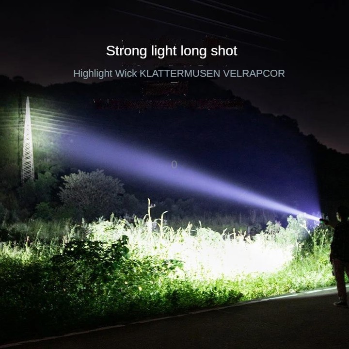 3W LED Mini Flashlight Light Torch Lamp with Strap(Black)