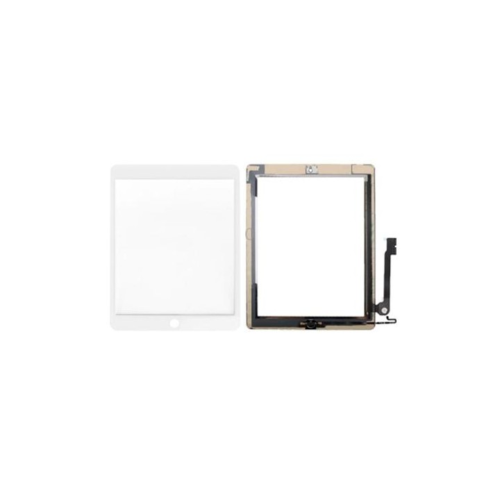Controller Button + Home Key Button PCB Membrane Flex Cable + Touch Panel Installation Adhesive Touch Panel for iPad 4(White)