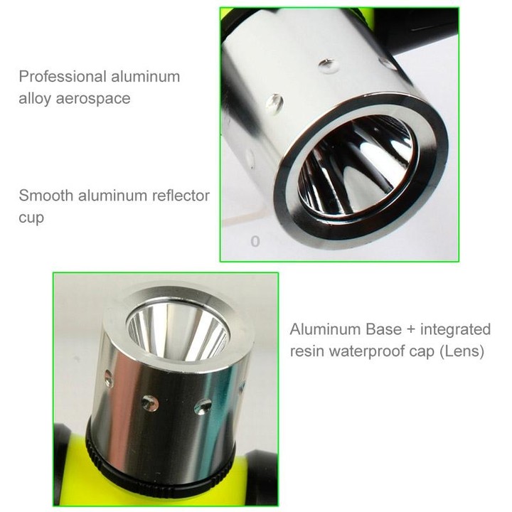 30m Diving Flashlight Headlight, T6 3 Mode Zoom LED Strong Light