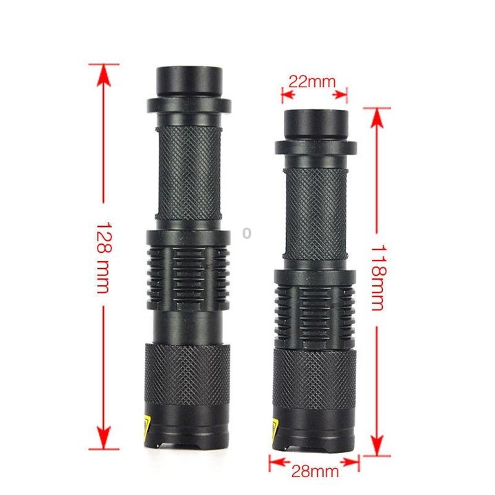 LT-HX 5-Modes White Light LED Flashlight, 2200 LM Mini Telescopic (Black)