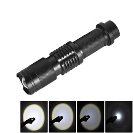 LT-HX 5-Modes White Light LED Flashlight, 2200 LM Mini Telescopic (Black)
