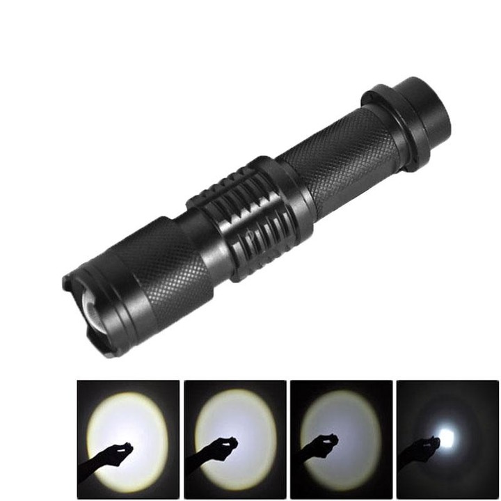 LT-HX 5-Modes White Light LED Flashlight, 2200 LM Mini Telescopic (Black)