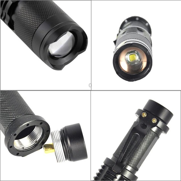 LT-HX 5-Modes White Light LED Flashlight, 2200 LM Mini Telescopic (Black)