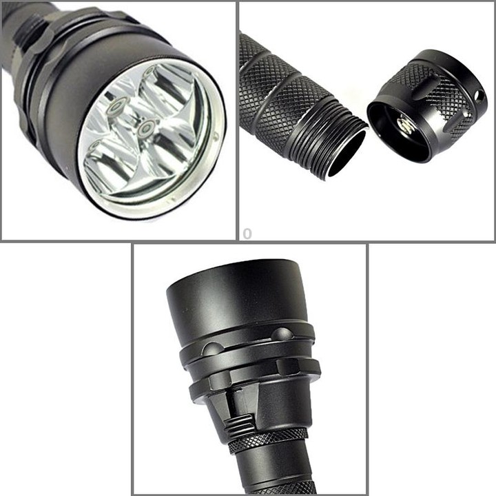 5 x LED 15W Diving Flashlight, 5000 LM UV Purple Light, Diving Depth: 150m (Black)