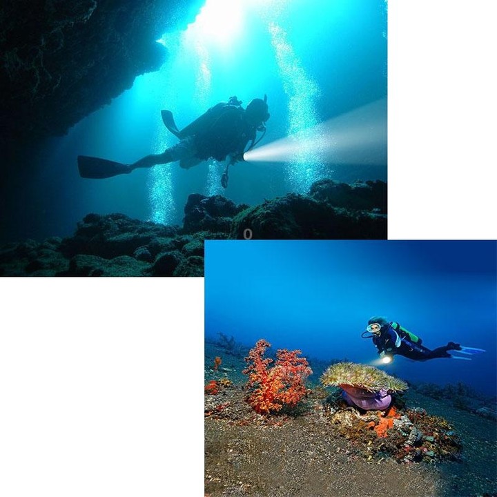 5 x LED White Light Diving Flashlight, 6800 LM, Diving Depth: 150m (Black)