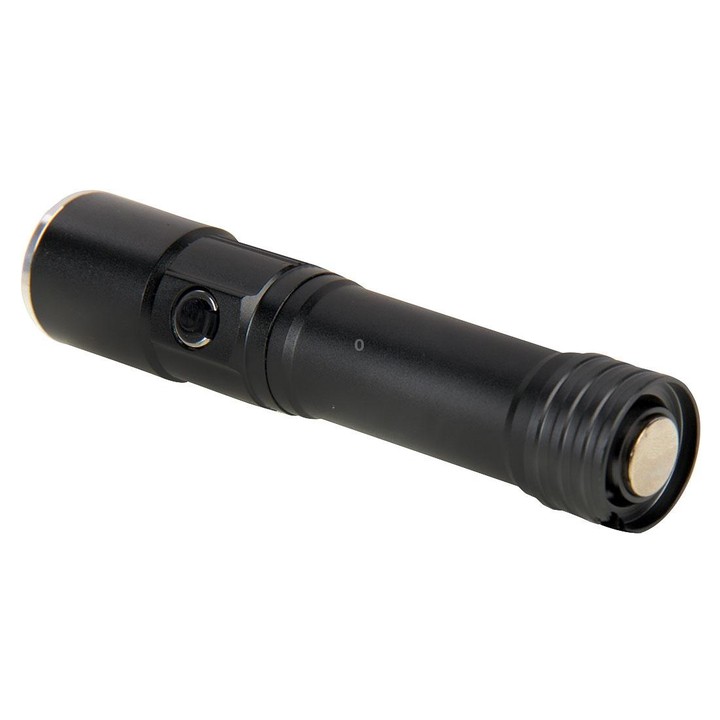 White Light Dimmable Rechargeable Flashlight , 3-Modes with Magnetic & Lanyard(Black)