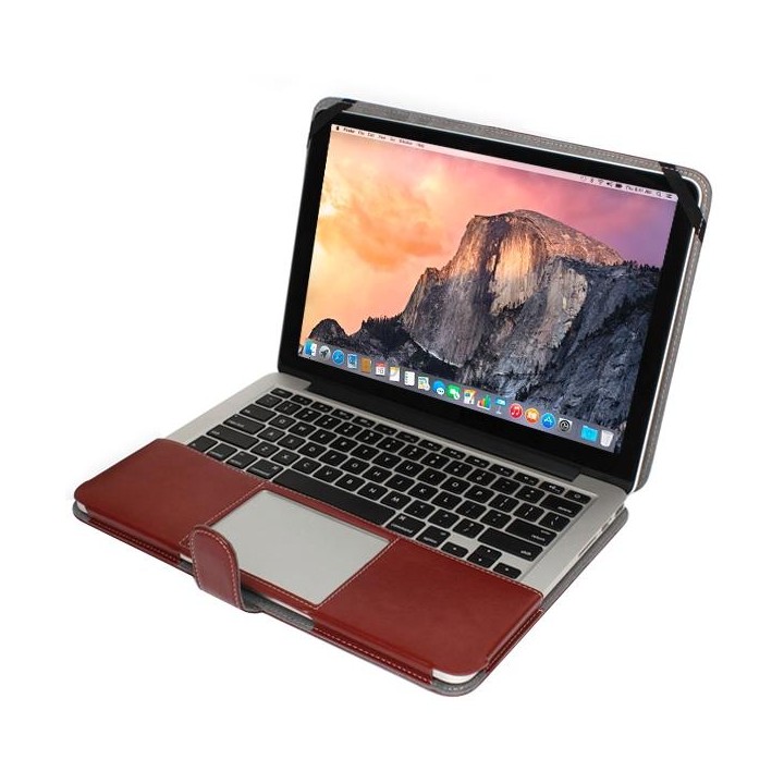 Notebook Leather Case with Snap Fastener for 15.4 inch MacBook Pro Retina(Brown)