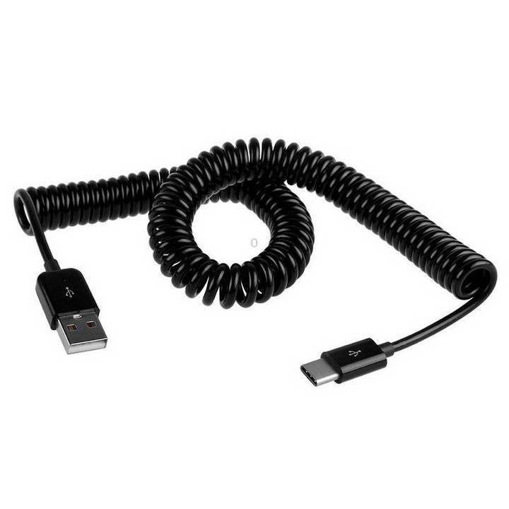 USB-C / Type-C 3.1 to USB 2.0 Spring Data Sync Charge Cable, Cable Length: 3m(Black)