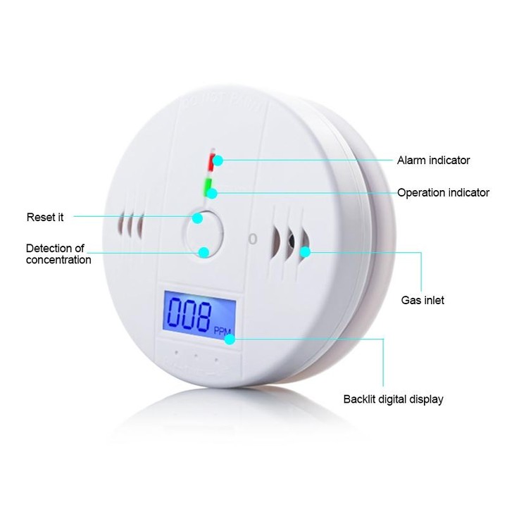 Gas Carbon Monoxide Detector Sensor Unit LCD CO Safety Alarm Tester(White)