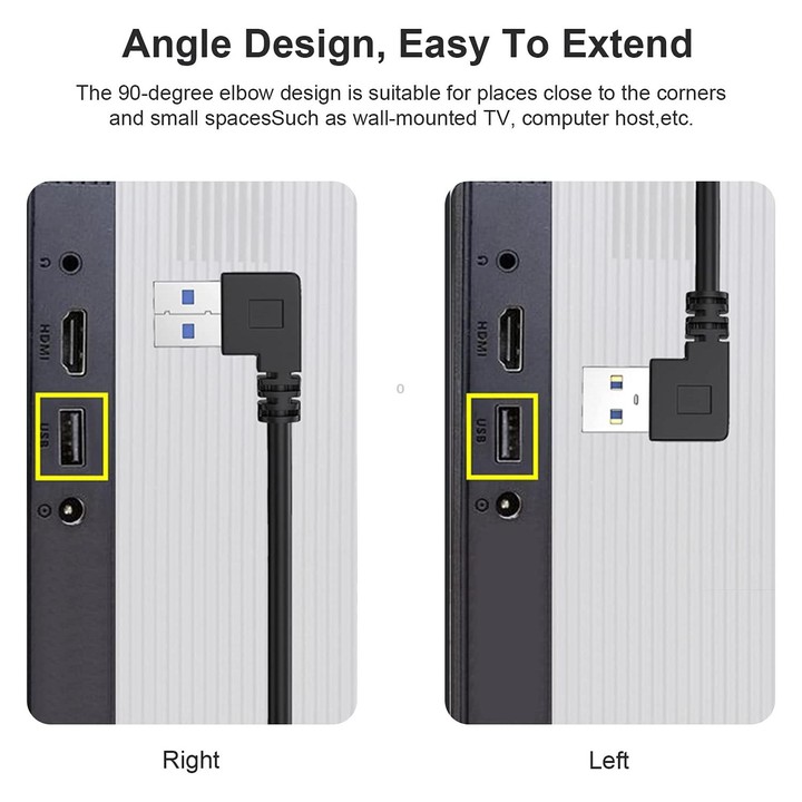 1m USB-C / Type-C 3.1 Male to USB 3.0 90 Degree Left Turn Adapter Cable(Black)