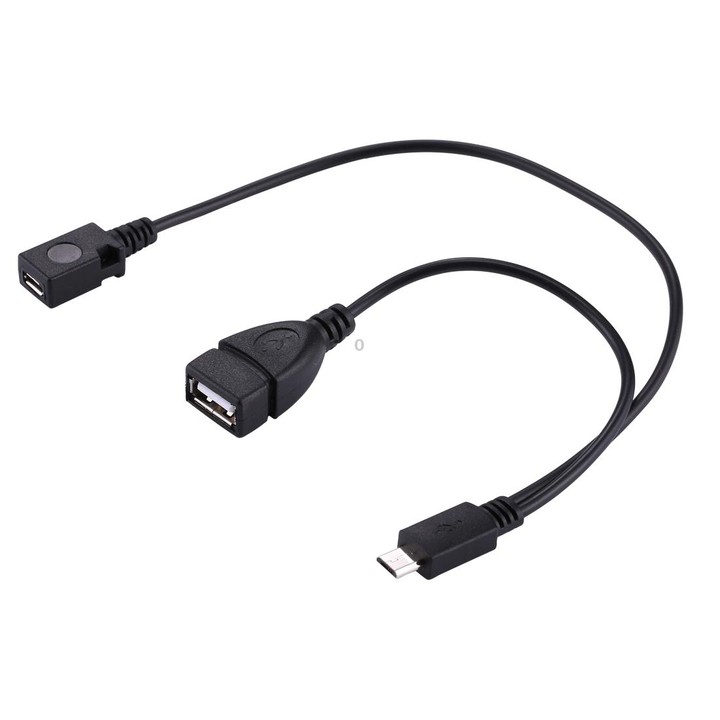 USB 2.0 Micro-B Male to USB 2.0 Micro-B Female Male & USB 2.0 Female Y Splitter OTG Cable, Length: 19 / 30cm(Black)