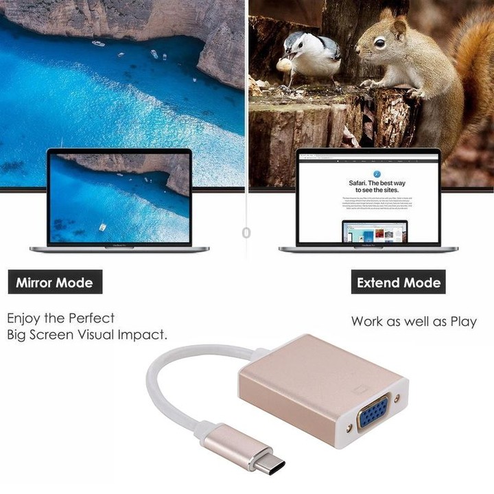 USB-C / Type-C 3.1 to VGA Multi-display Adapter Cable,Cable Length: About 10cm(Gold)