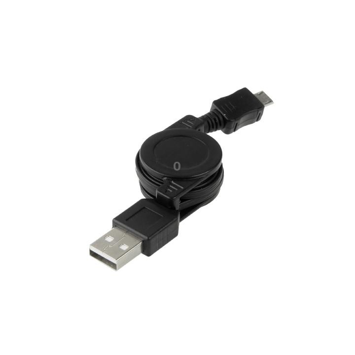 USB 2.0 to Micro USB Retractable Data Cable, Length: 10cm (Can be Extended to 75cm)(Black)