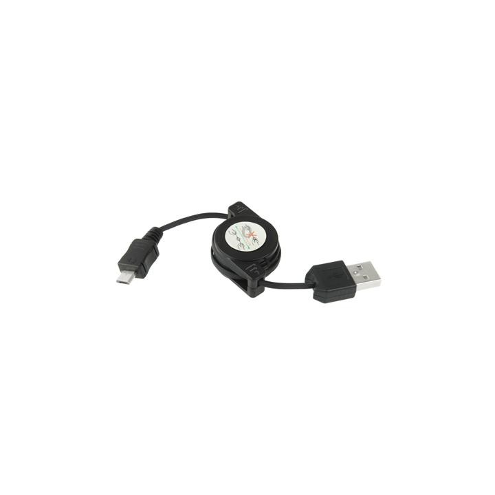 USB 2.0 to Micro USB Retractable Data Cable, Length: 10cm (Can be Extended to 75cm)(Black)