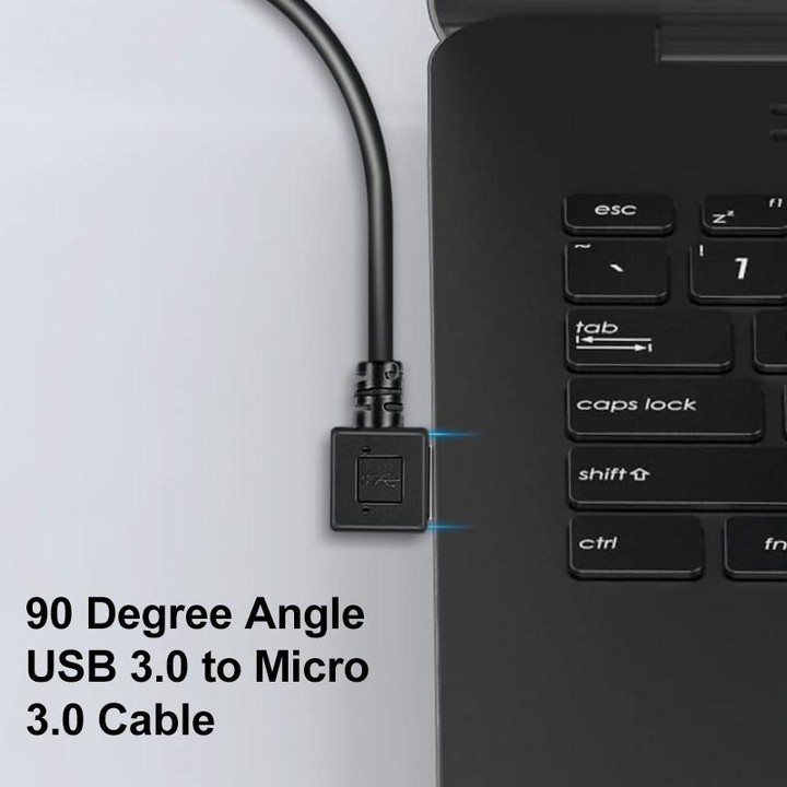 26cm 90 Degree Right Angle USB 3.0 to 90 Degree Right Angle Micro 3.0 Data Cable for Galaxy Note III / N9000