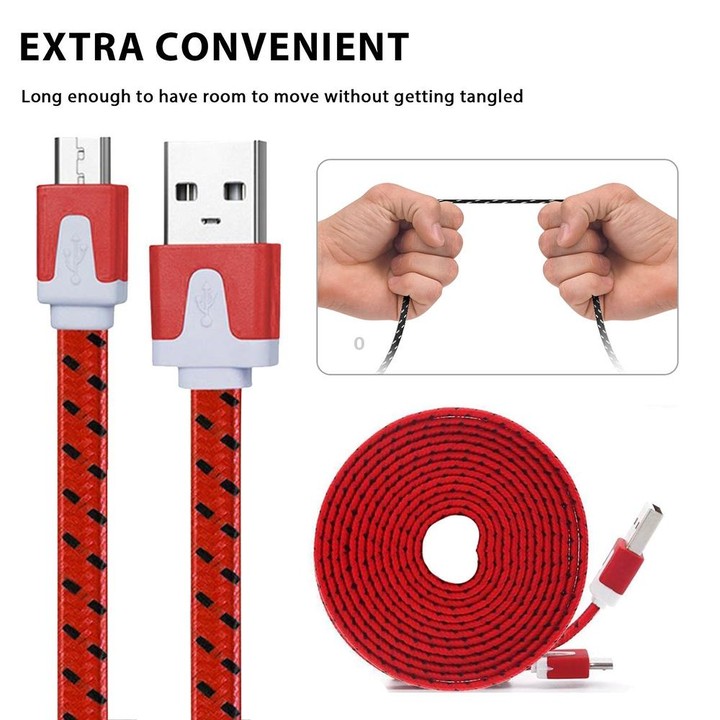 2m Woven Style Micro USB to USB Data / Charging Cable(Red)