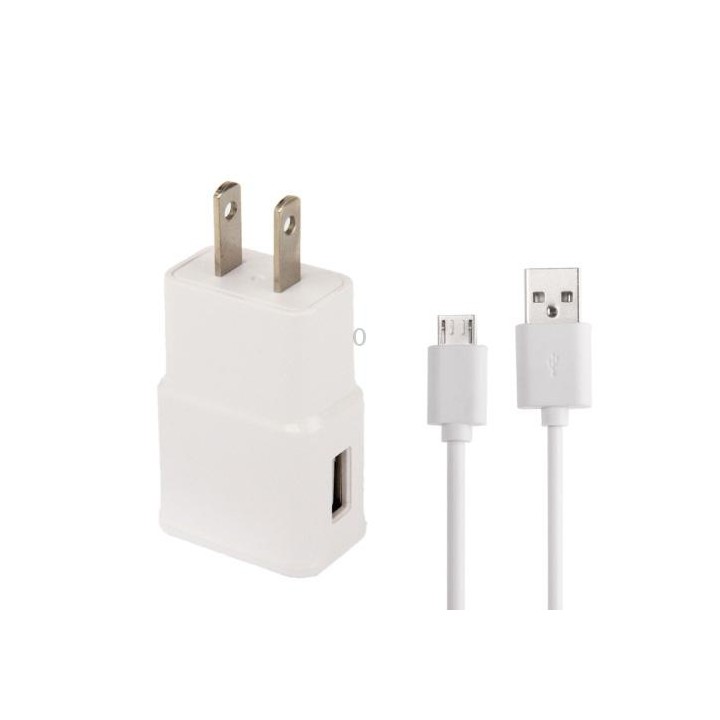 Micro 5 Pin USB Sync Cable + US Plug Travel Charger(White)