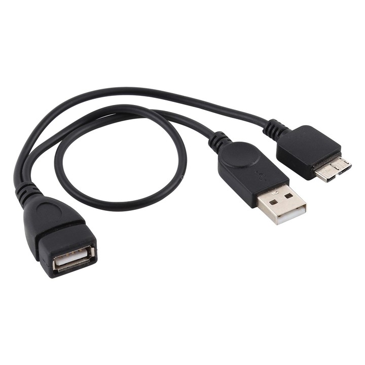 USB 2.0 AF to Micro-B + USB 2.0 OTG Cable for Samsung Galaxy Note III / N9000, with Power, Length: 24cm (Black)