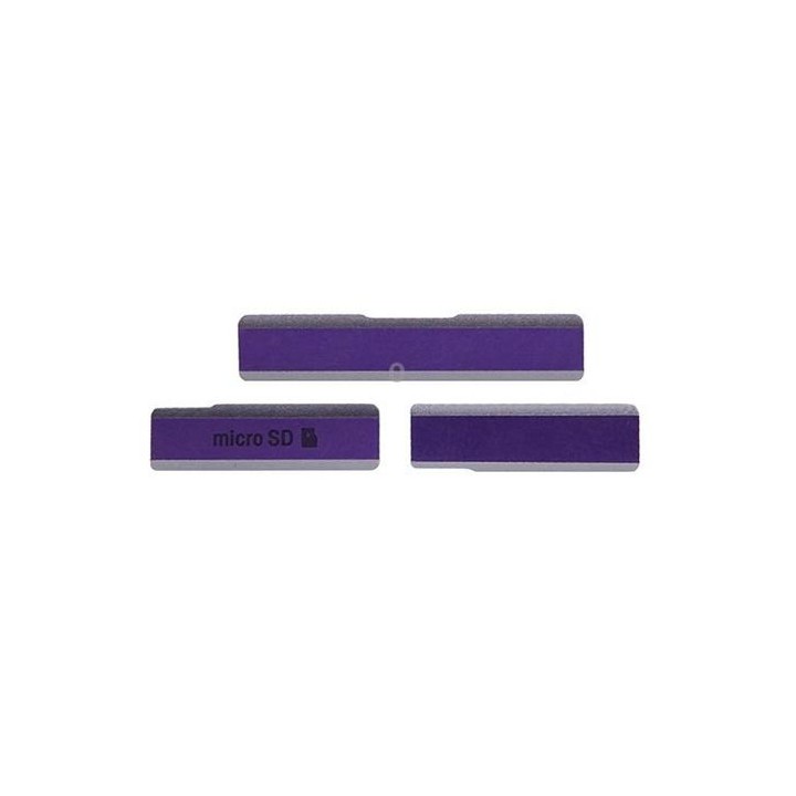 SIM Card Cap + USB Data Charging Port Cover + Micro SD Card Cap Dustproof Block Set for Sony Xperia Z1 / L39h / C6903(Purple)