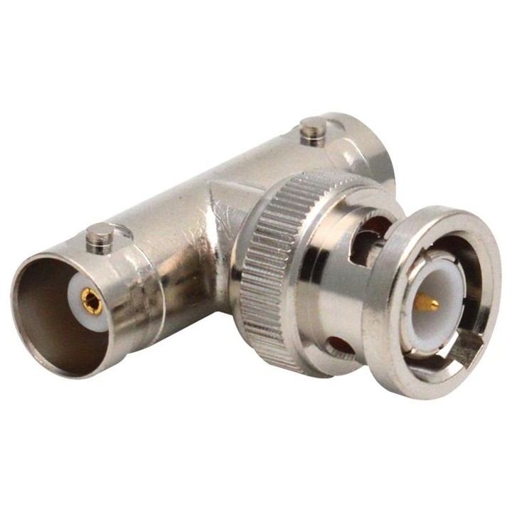 T-Type BNC Plug To 2 BNC Jack Connector