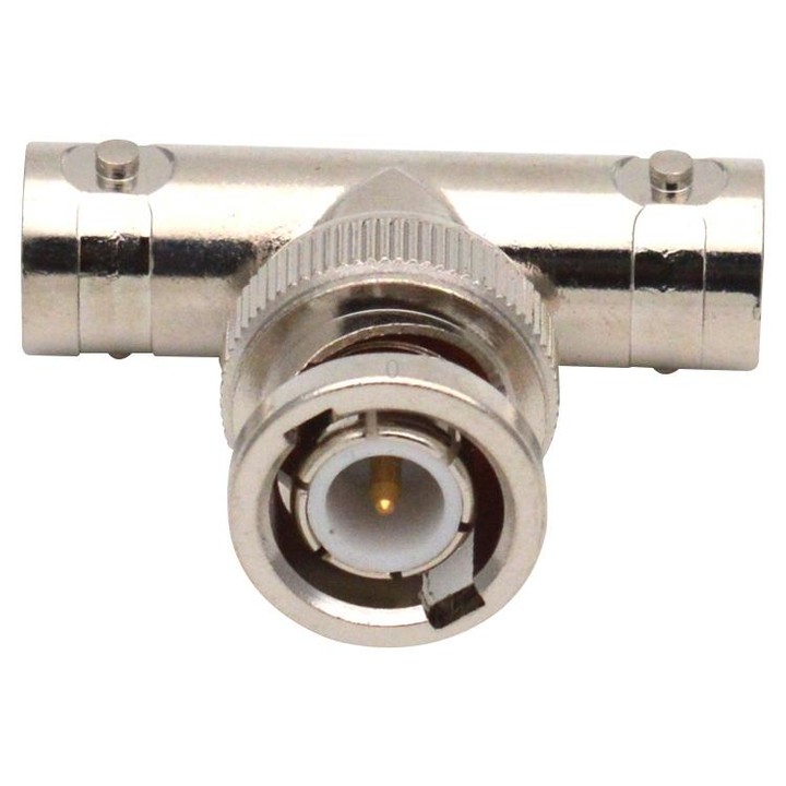 T-Type BNC Plug To 2 BNC Jack Connector