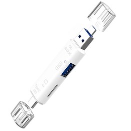 D-188 3 in 1 TF & USB to Micro USB & Type-C Card Reader OTG Adapter Connector(White)