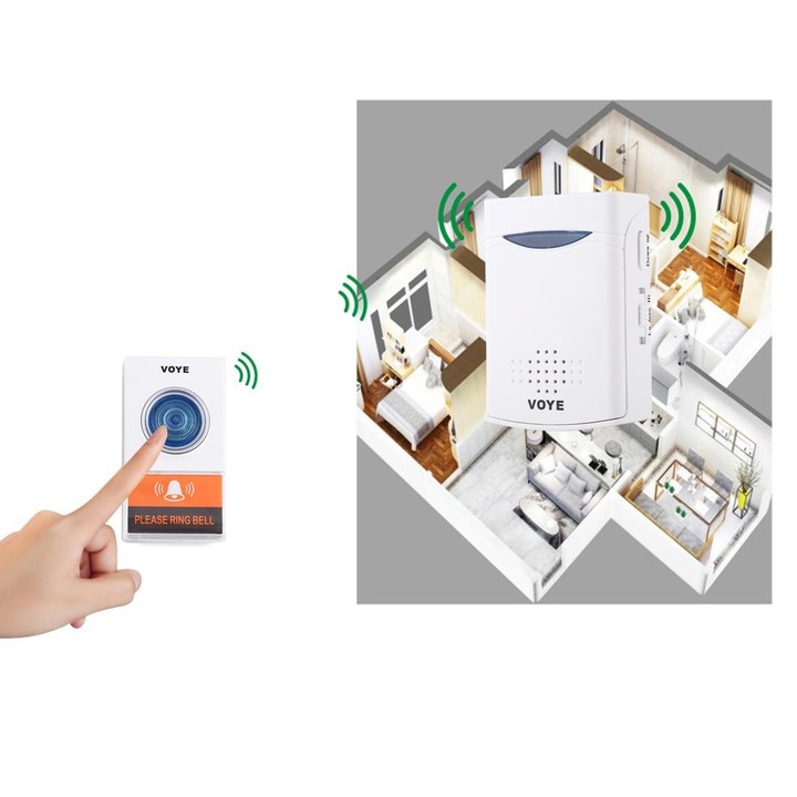 VOYE V006A Home Music Remote Control Wireless Doorbell with 38 Polyphony Sounds(White)