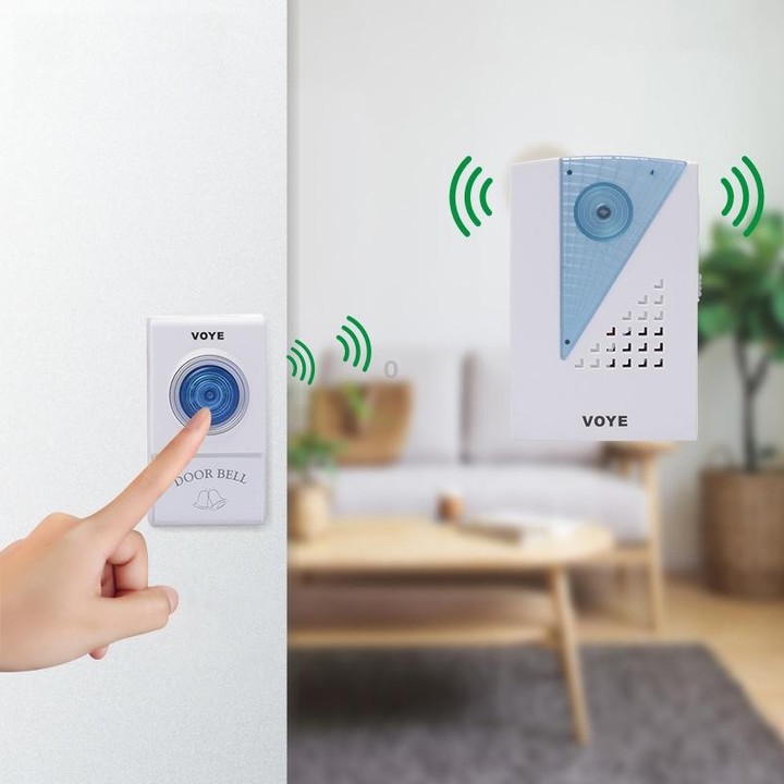VOYE V001AB Wireless Doorbell with 2 Remote Control(White)