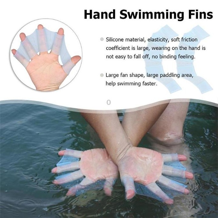 Finger Flexible Silicone Swimming Gloves (Samll Size)(Blue)