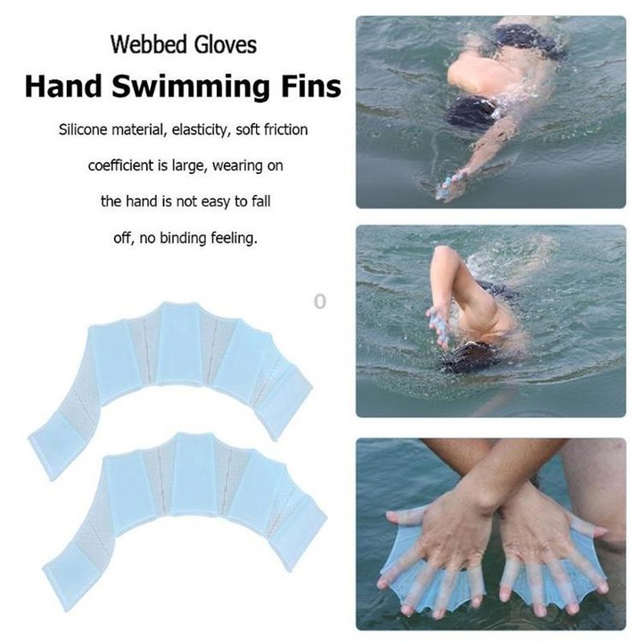 Finger Flexible Silicone Swimming Gloves (Samll Size)(Blue)